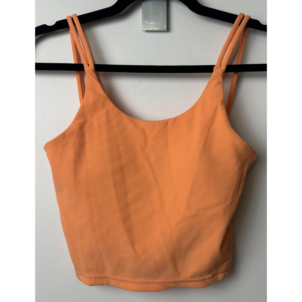 Wilo The Label Ribbed Orange Sports Bra S Bandeau Athletic Performance B5